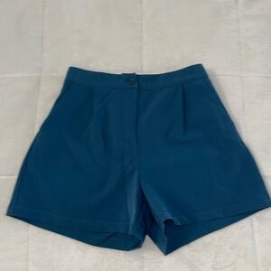 High Waist Teal Trouser Shorts